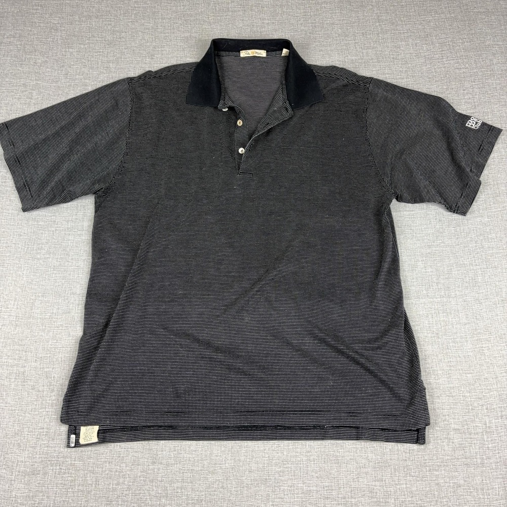 Peter‎ Millar Polo Shirt Mens XL Black Micro Dot Bonita Bay Golf Short Sleeve